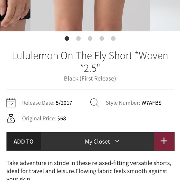 Lululemon On The Fly Short Woven 2.5" Black Womens 2 Activewear - Picture 5 of 5